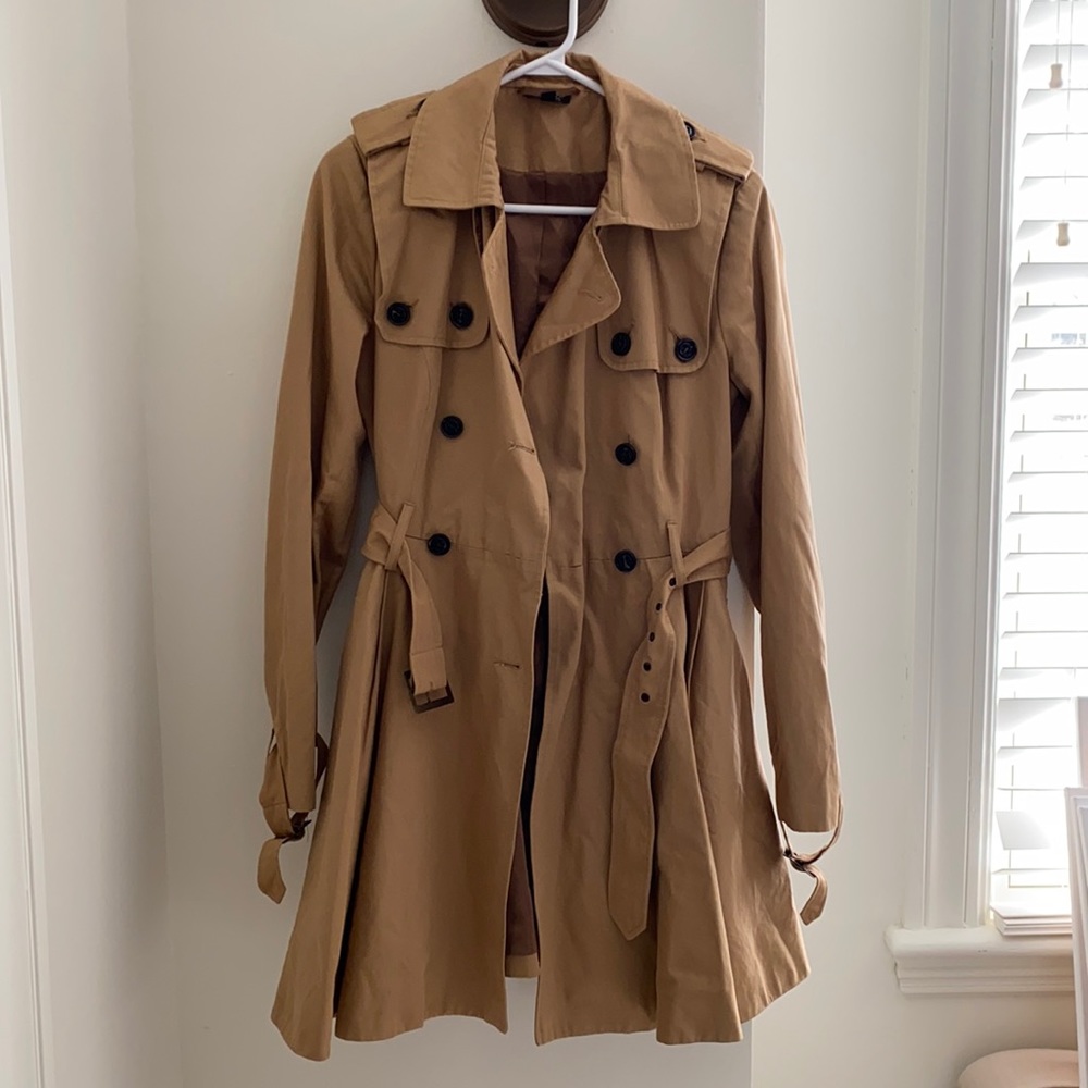 Tan Topshop Trench - Full Skirt - Size 6/Small